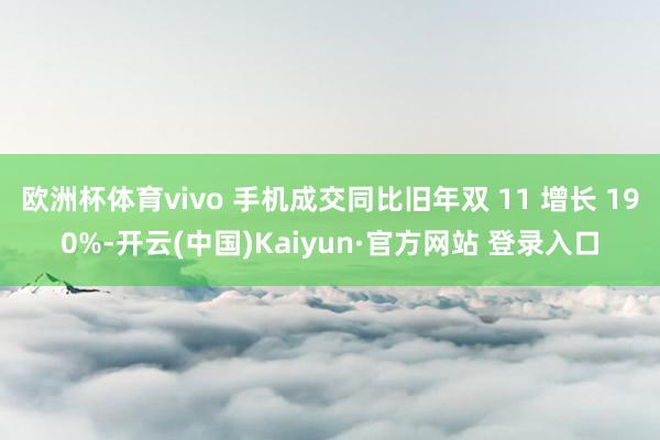 欧洲杯体育vivo 手机成交同比旧年双 11 增长 190%-开云(中国)Kaiyun·官方网站 登录入口