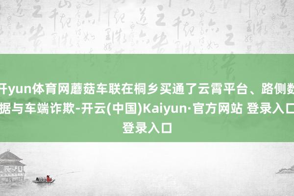 开yun体育网蘑菇车联在桐乡买通了云霄平台、路侧数据与车端诈欺-开云(中国)Kaiyun·官方网站 登录入口