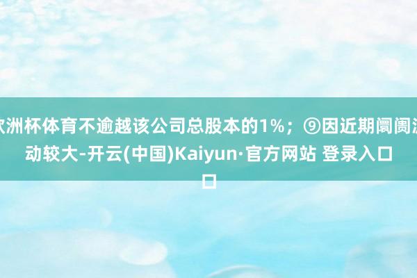 欧洲杯体育不逾越该公司总股本的1%；⑨因近期阛阓波动较大-开云(中国)Kaiyun·官方网站 登录入口