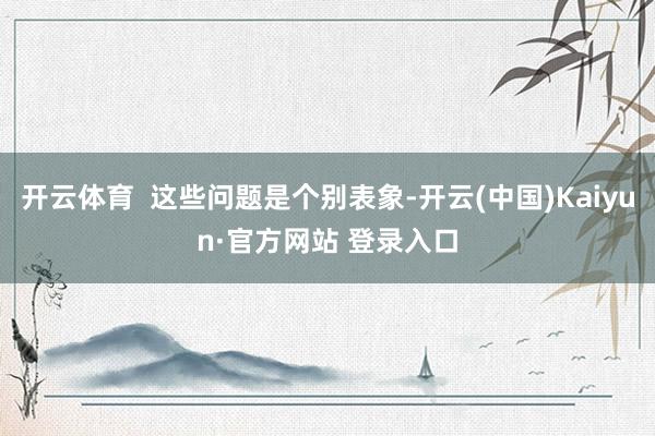开云体育  这些问题是个别表象-开云(中国)Kaiyun·官方网站 登录入口