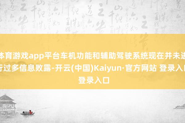 体育游戏app平台车机功能和辅助驾驶系统现在并未进行过多信息败露-开云(中国)Kaiyun·官方网站 登录入口