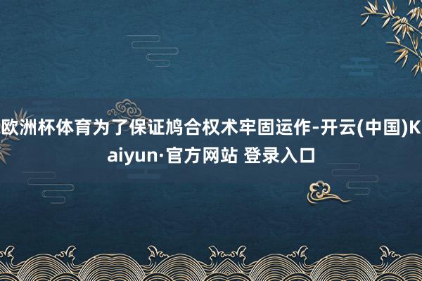 欧洲杯体育为了保证鸠合权术牢固运作-开云(中国)Kaiyun·官方网站 登录入口