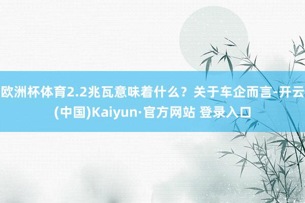 欧洲杯体育　　2.2兆瓦意味着什么？关于车企而言-开云(中国)Kaiyun·官方网站 登录入口